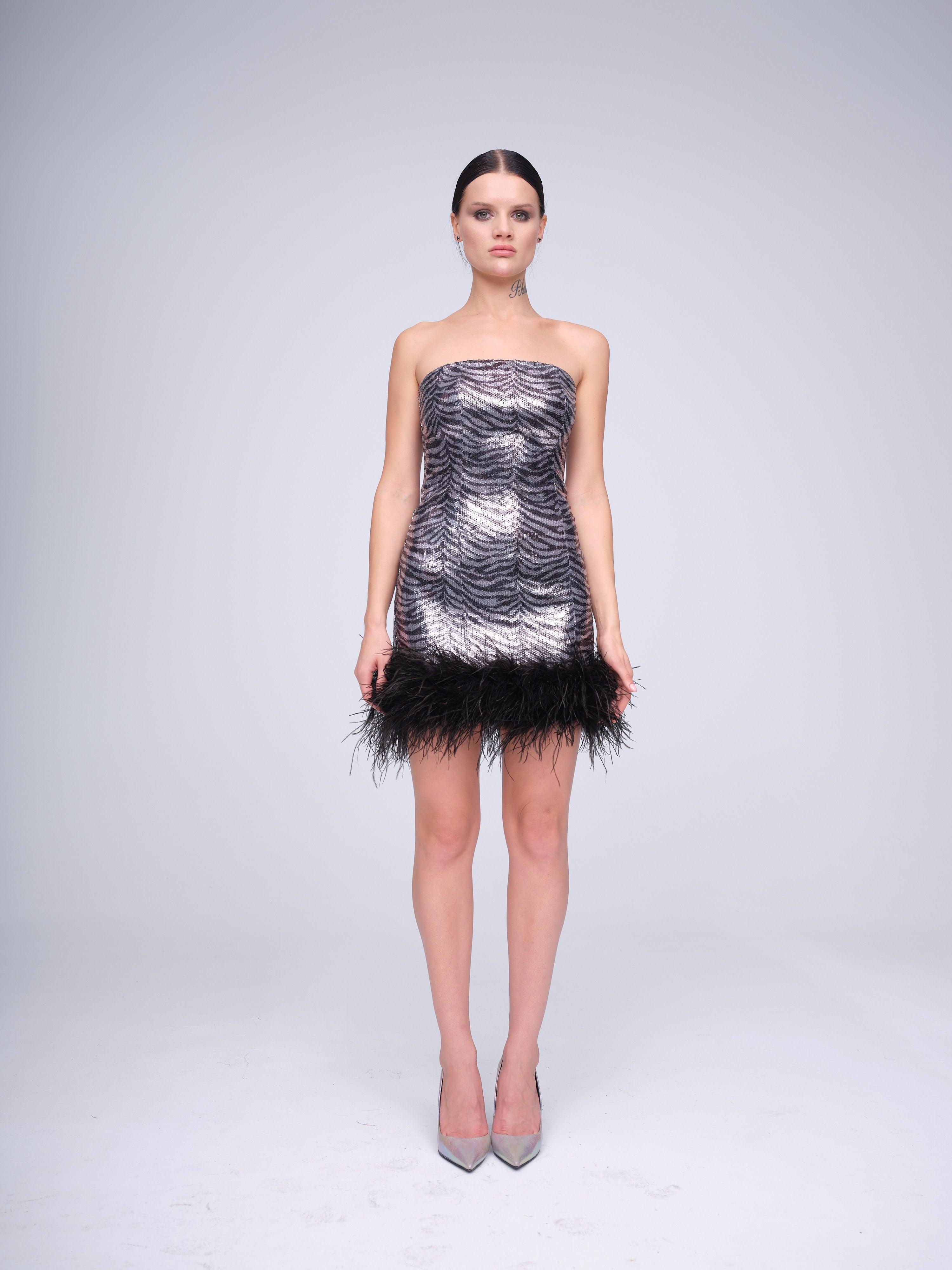 Zebra Sequin Mini Dress