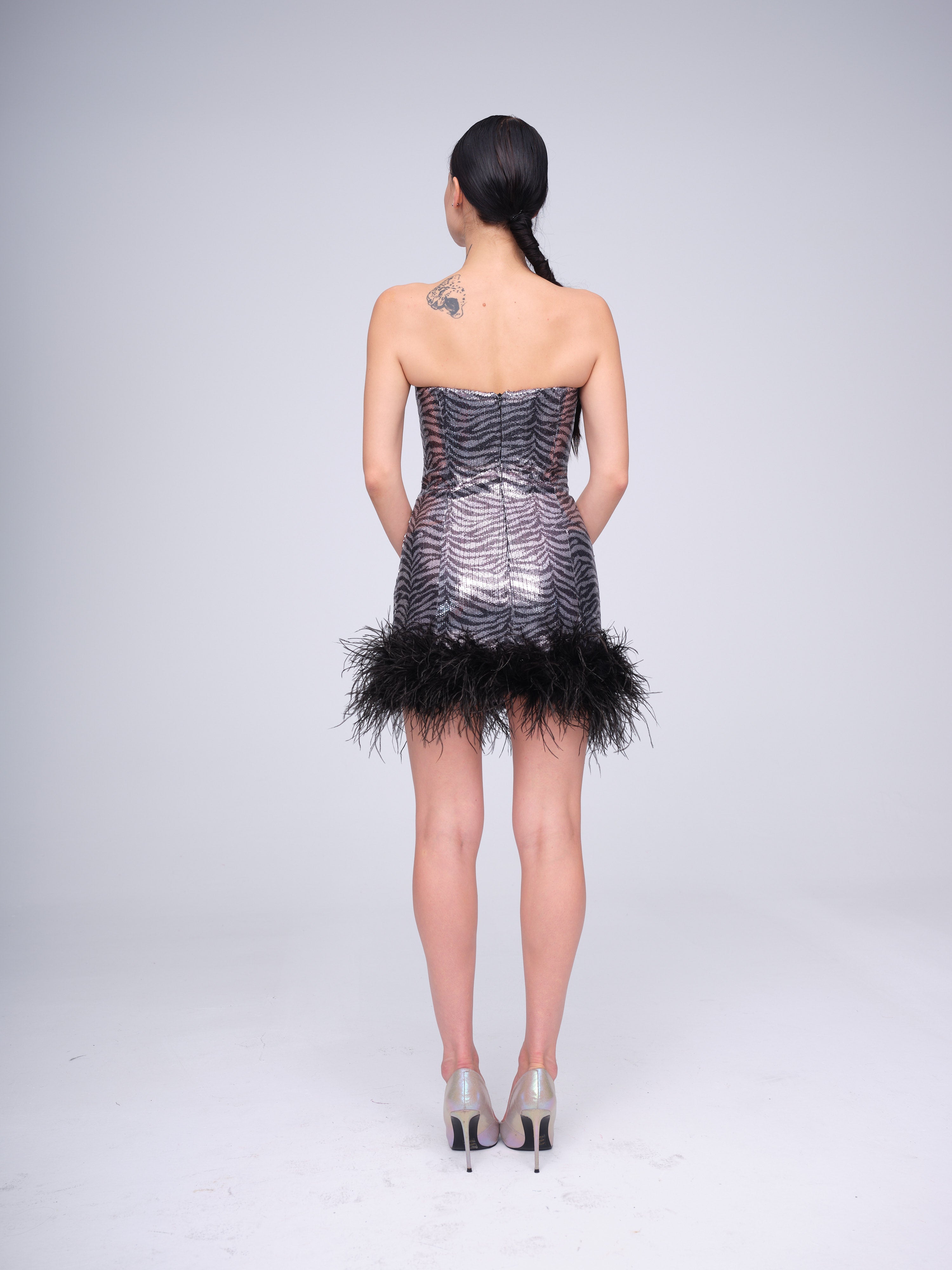Zebra Sequin Mini Dress
